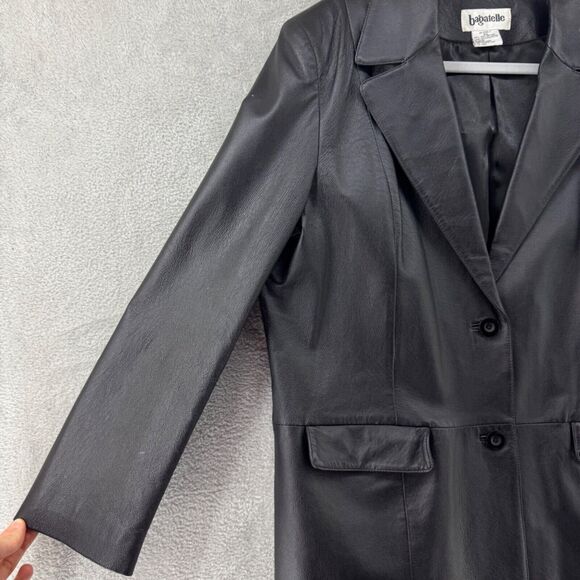VTG Bagatelle Jacket Womens Plus 16W Black Leather 2 Button Front Pockets Lined - Picture 5 of 16